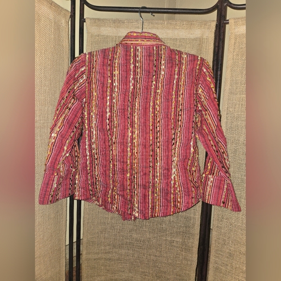 Vintage Y2K Maximalist Women's Roughrider By Circle T 3/4 Sleeve Button Up Top - Picture 9 of 10